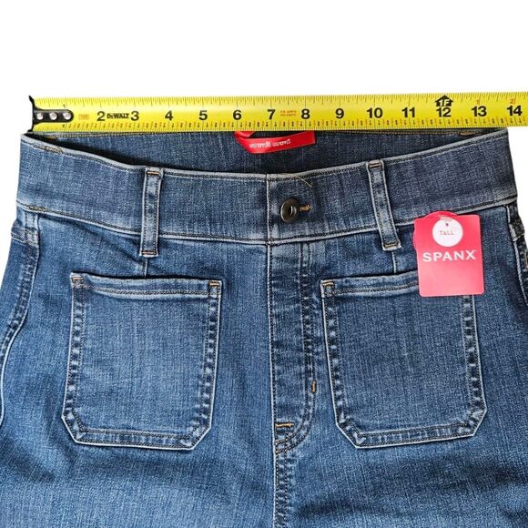 SPANX Shape Authentic 360 Jeans Women's Size S Tall Wide Leg Patch Pockets - Picture 3 of 8
